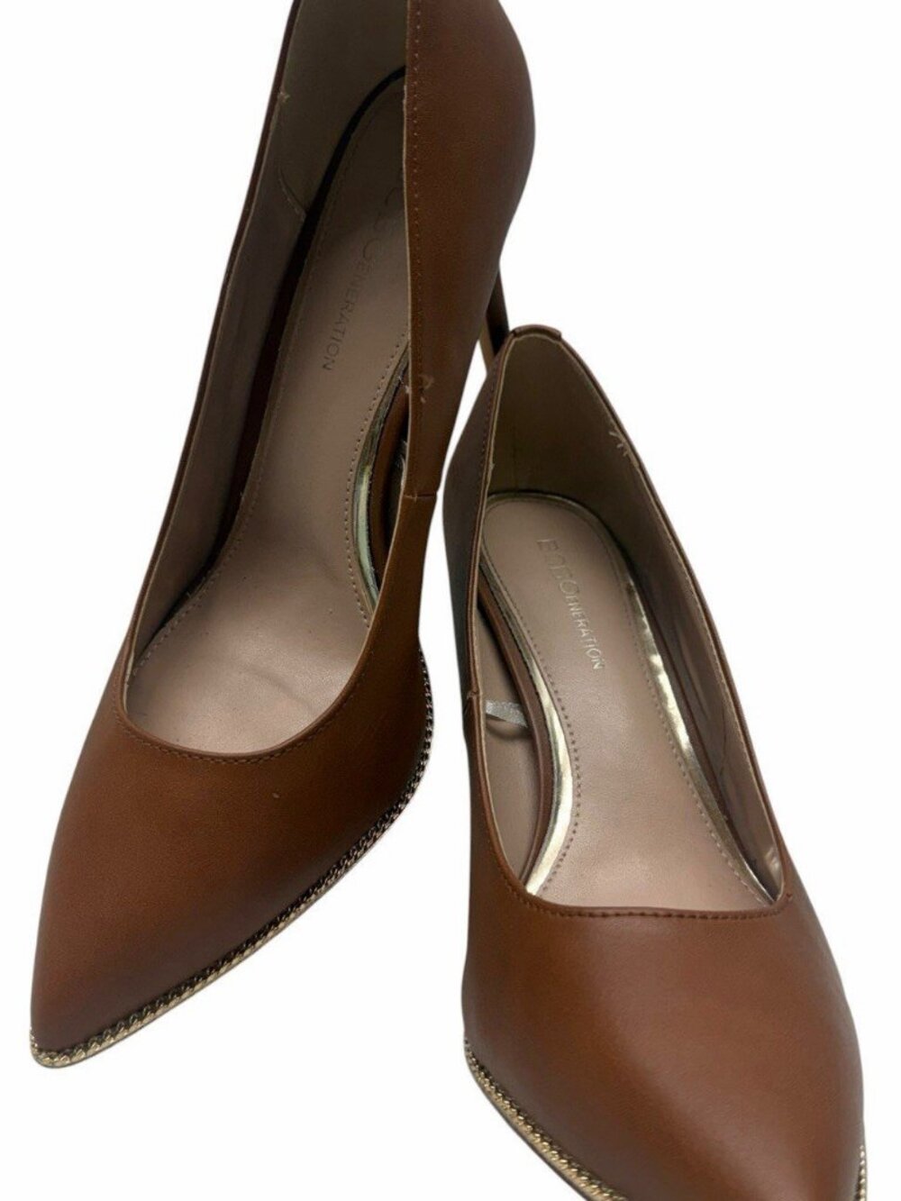 BCBGeneration Harlin Pumps Womens 9.5 M Brown Pointed Toe Stiletto Heels Gold